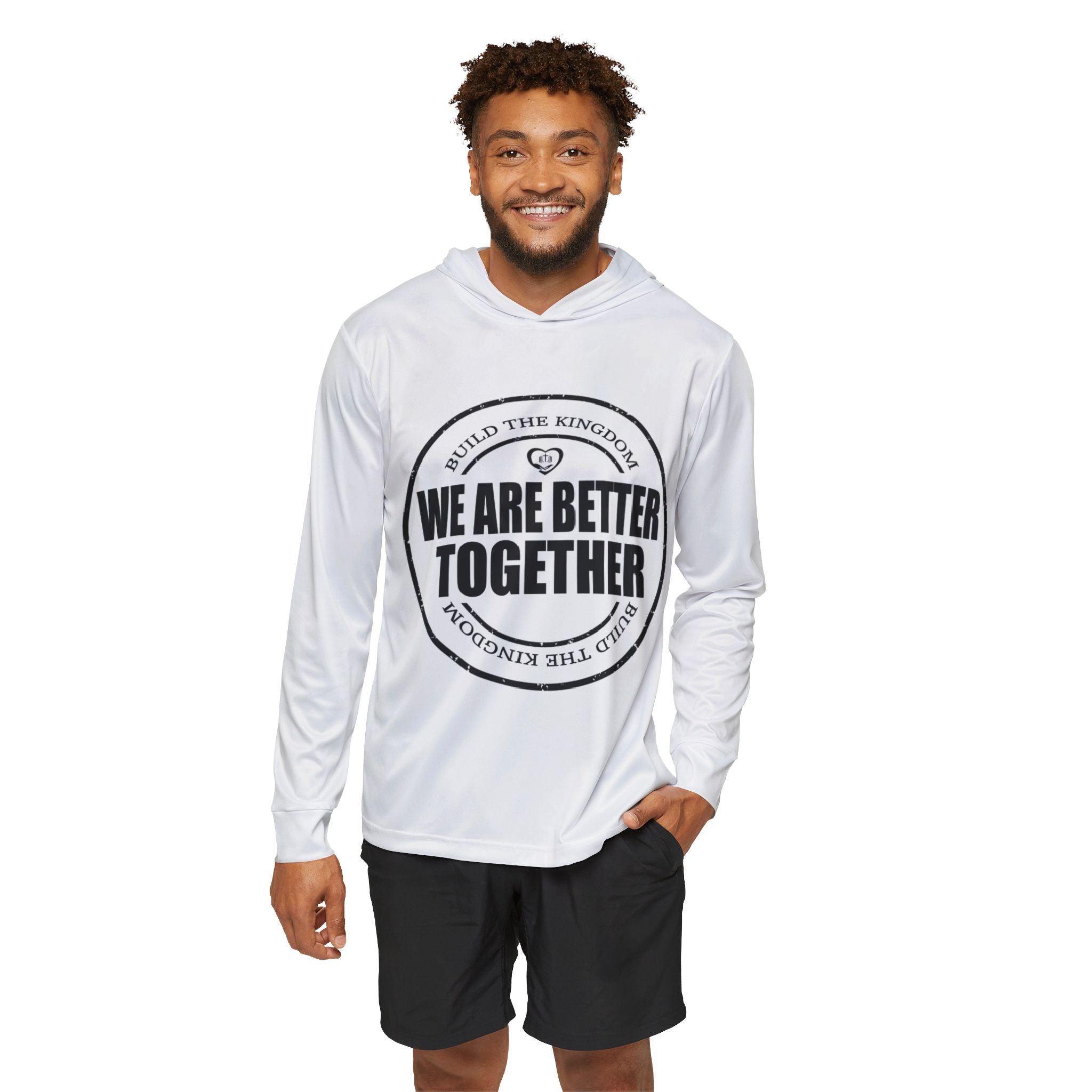 We Are Better Together Hoodie — Men's Sports Warmup Hoodie with HTM Back Print