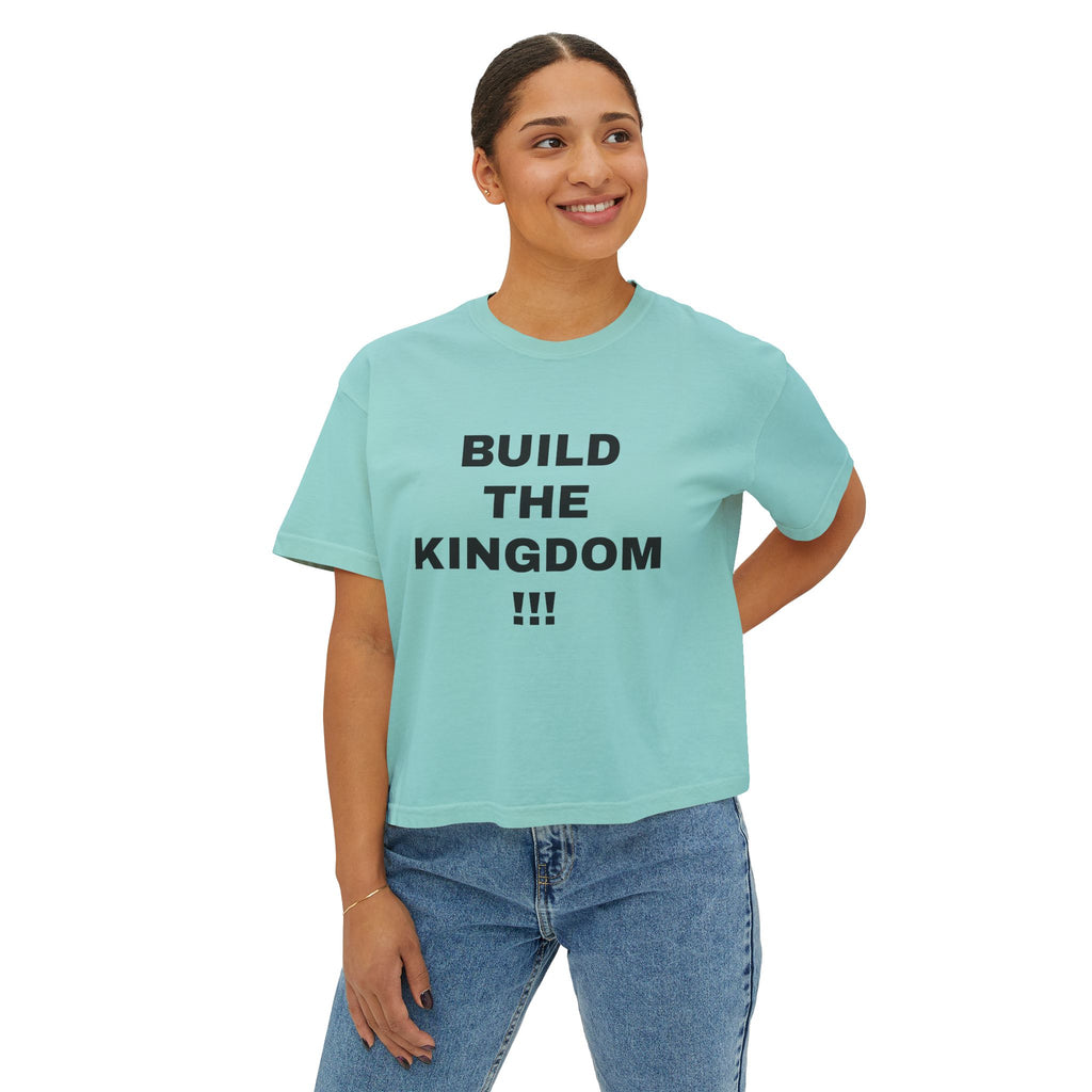 Christian Message Boxy Tee — "Build the Kingdom / Spread the Gospel"