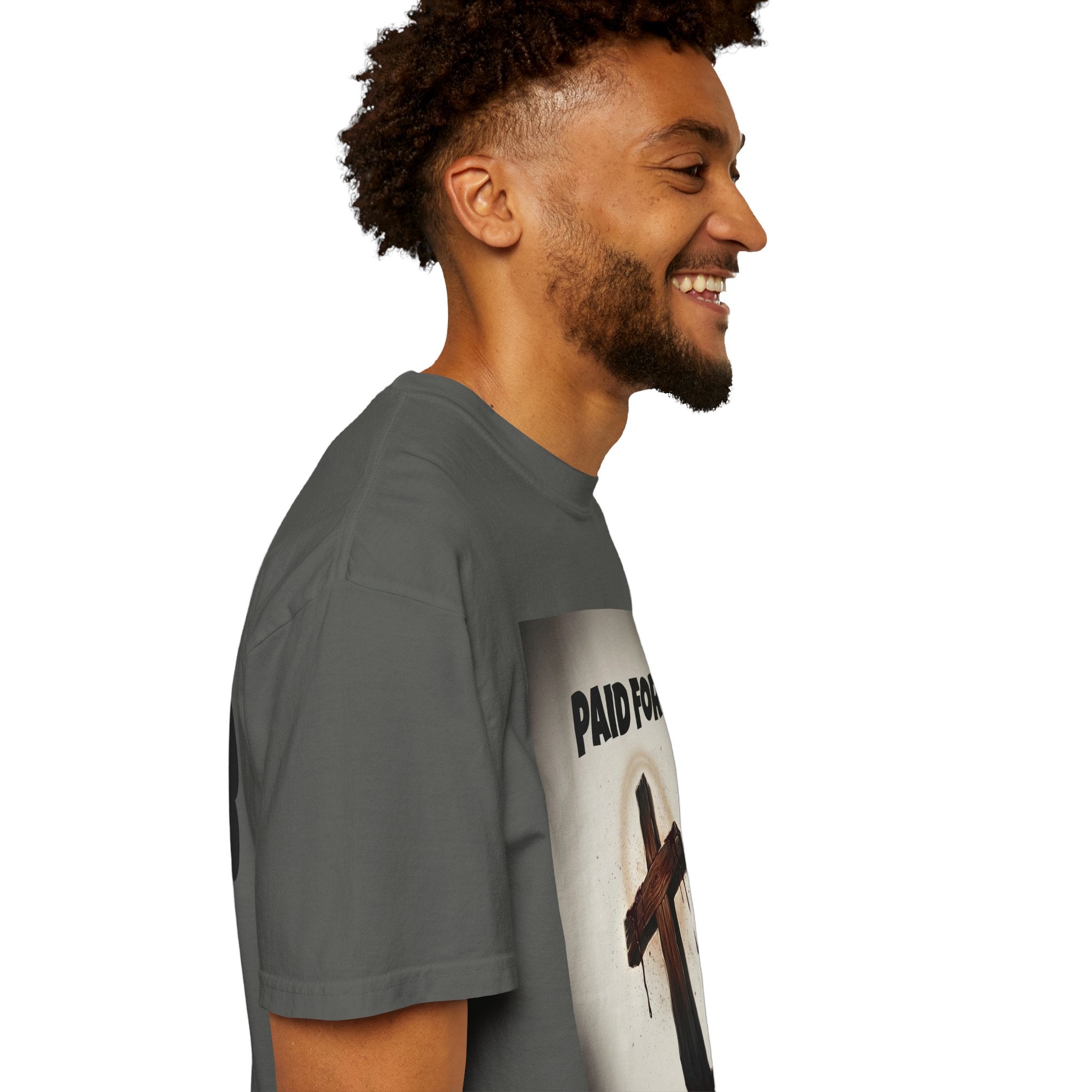 Christian T-Shirt — "Paid For" Cross Design with Rom. 10:13 Back