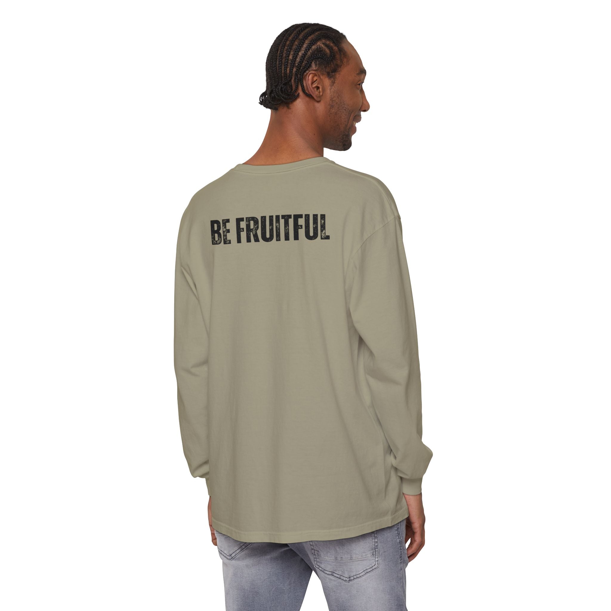 Fruit of the Spirit Long Sleeve Tee — Galatians 5:22 Christian Graphic Shirt (Be Fruitful)