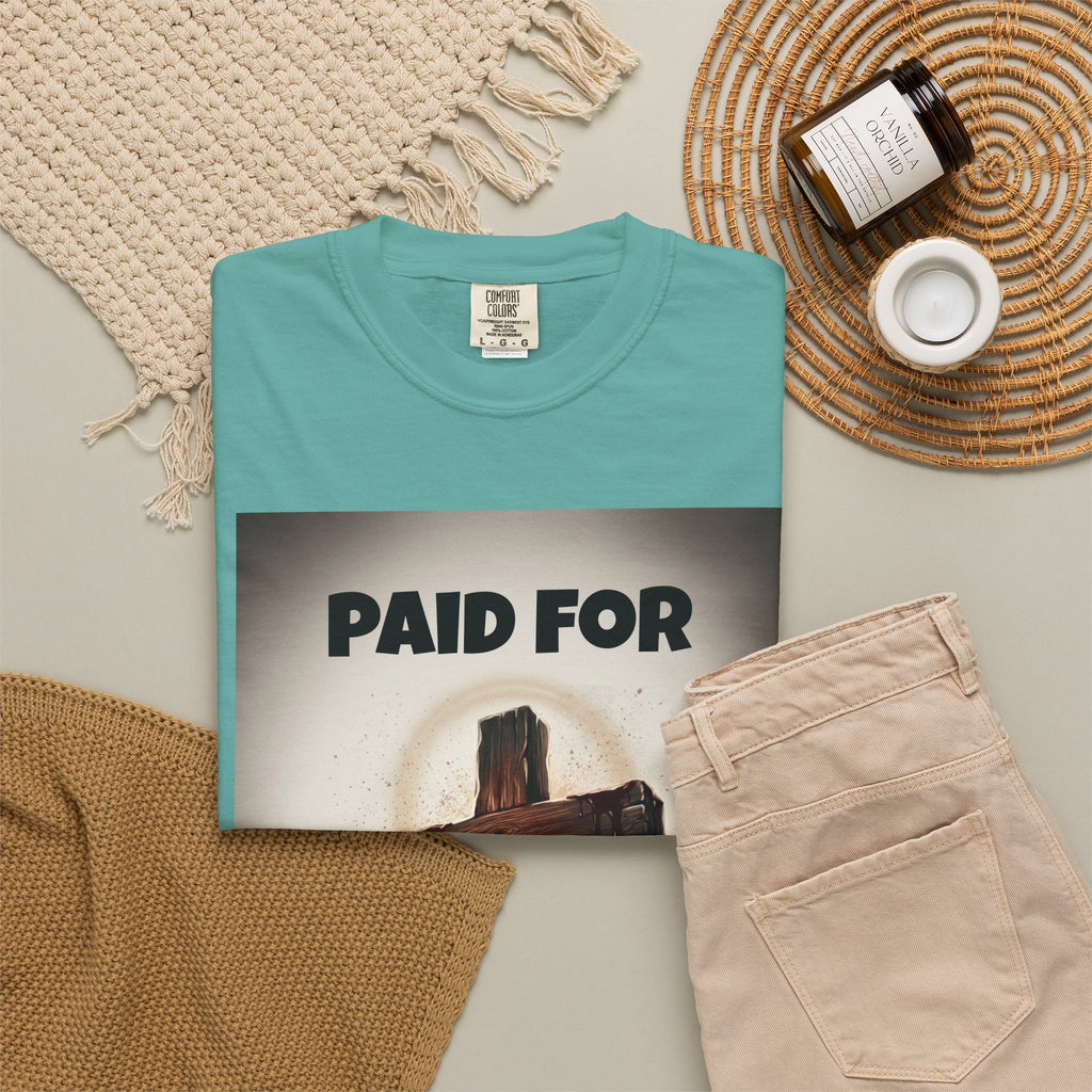 Christian T-Shirt — "Paid For" Cross Design with Rom. 10:13 Back