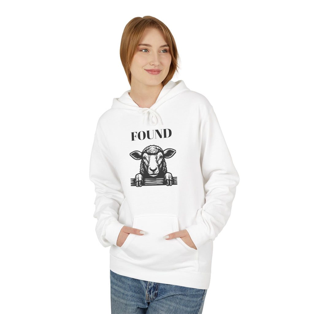 Sheep Graphic Hoodie – "FOUND" Front & Luke 15:7 Back Religious Pullover