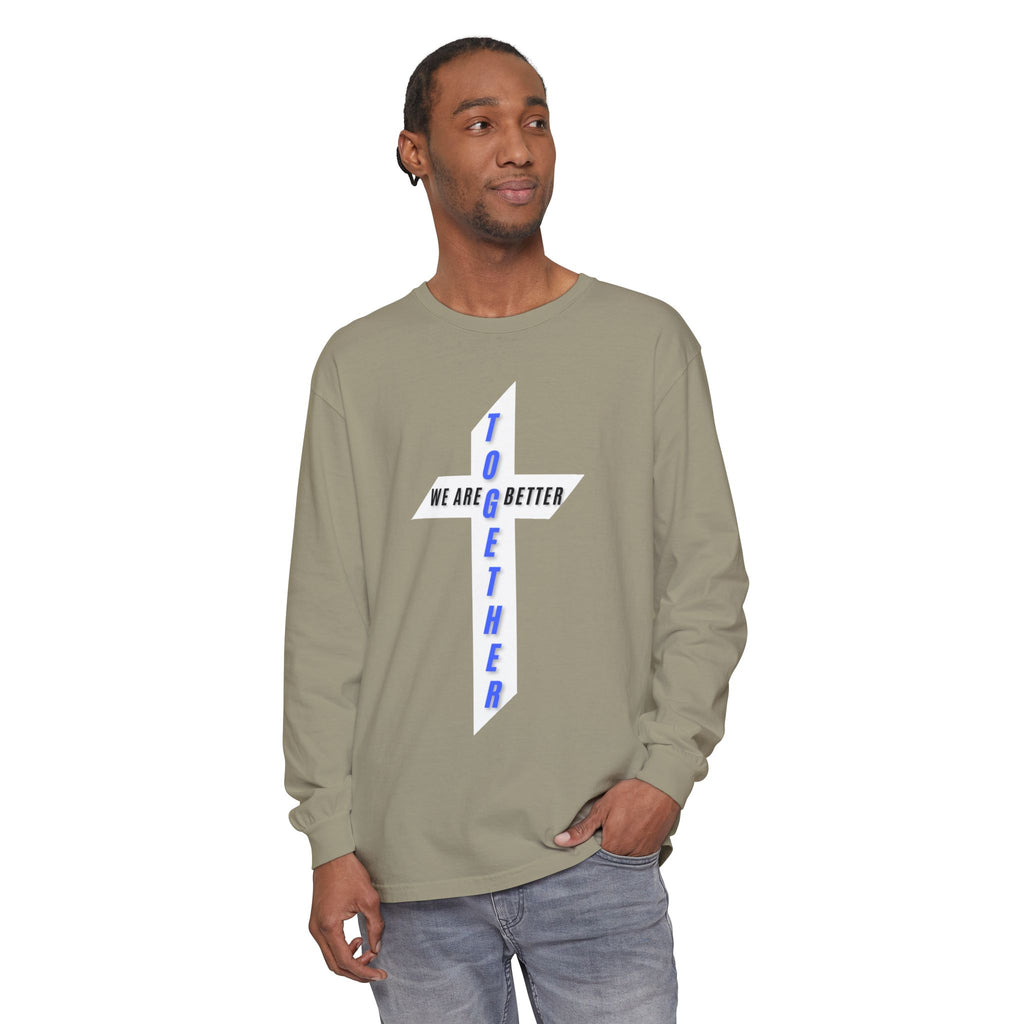 Together Cross Long Sleeve Tee — "We Are Better Together" Christian Graphic Shirt