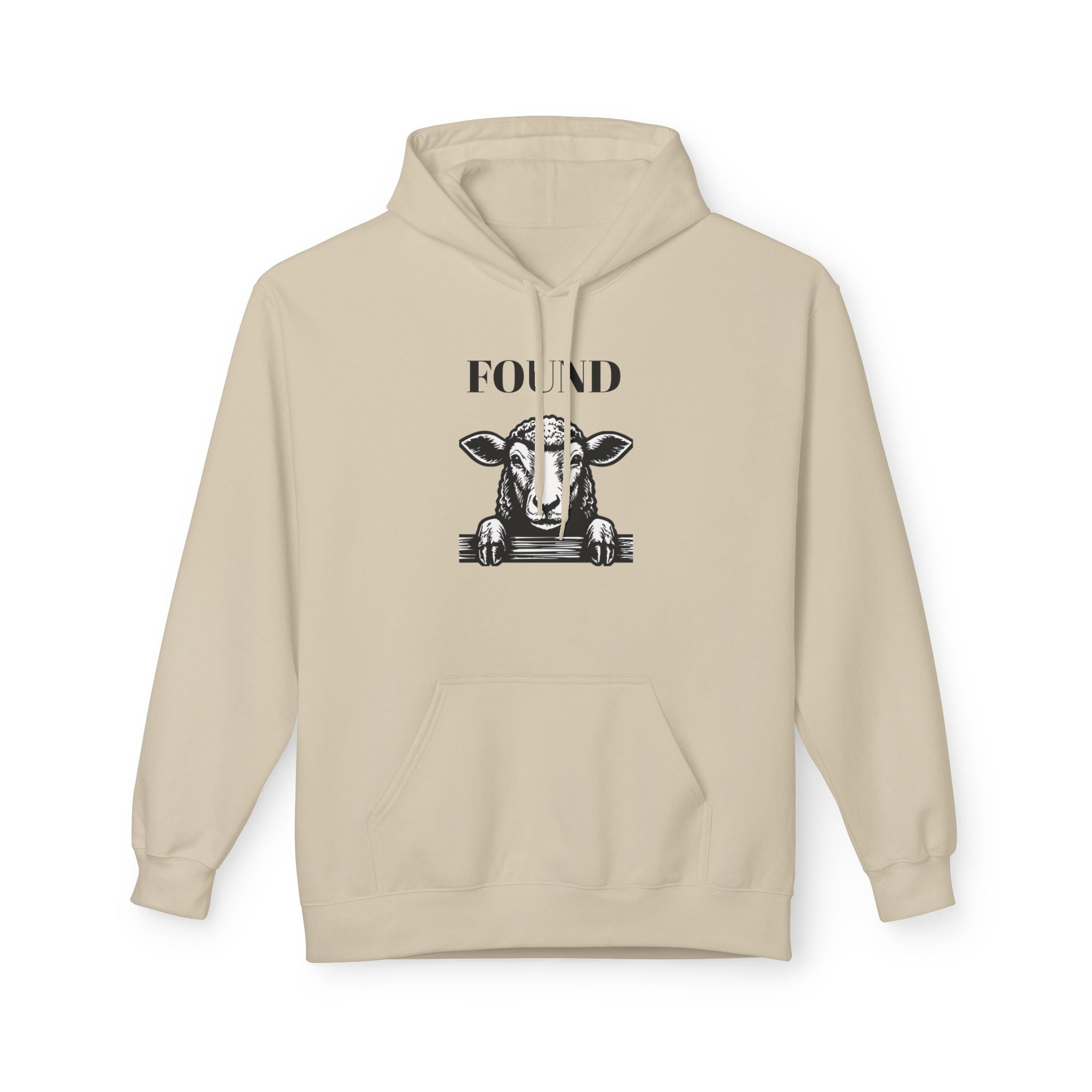 Sheep Graphic Hoodie – "FOUND" Front & Luke 15:7 Back Religious Pullover