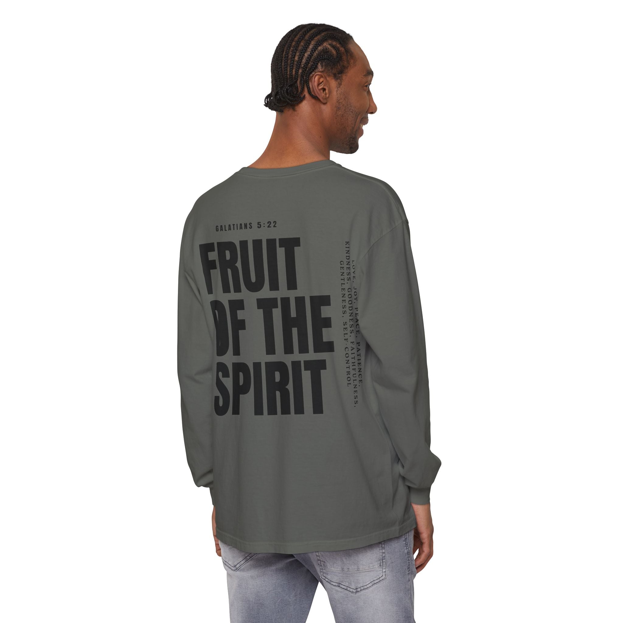 Be Fruitful Long Sleeve T-Shirt — “Fruit of the Spirit” Christian Graphic