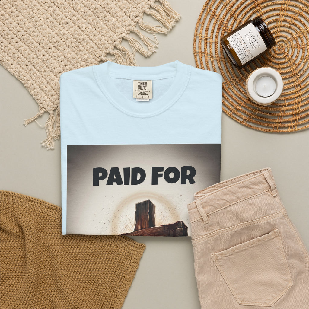Christian T-Shirt — "Paid For" Cross Design with Rom. 10:13 Back