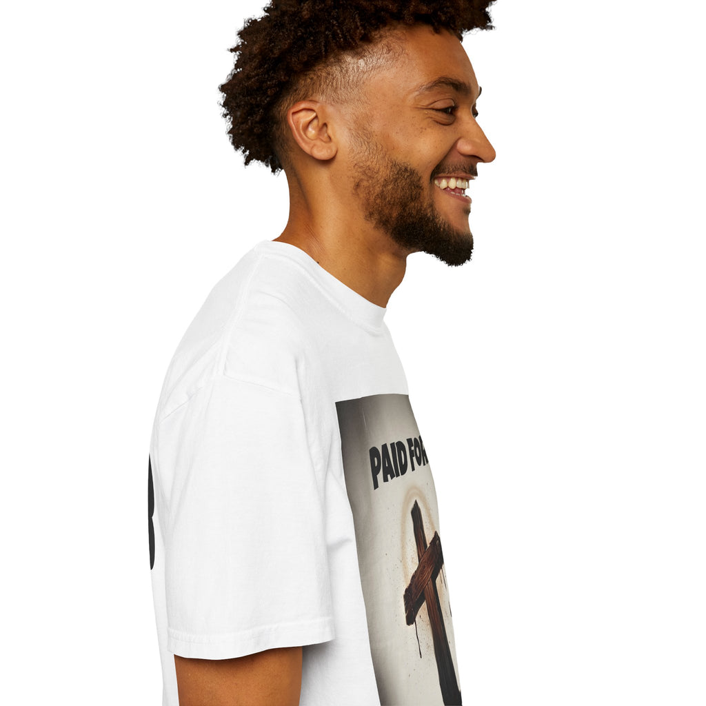 Christian T-Shirt — "Paid For" Cross Design with Rom. 10:13 Back