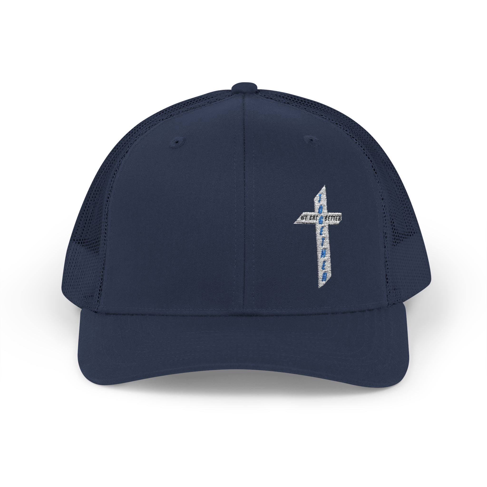 Embroidered Crystal Cross Snapback Trucker Cap — Religious Faith Baseball Hat