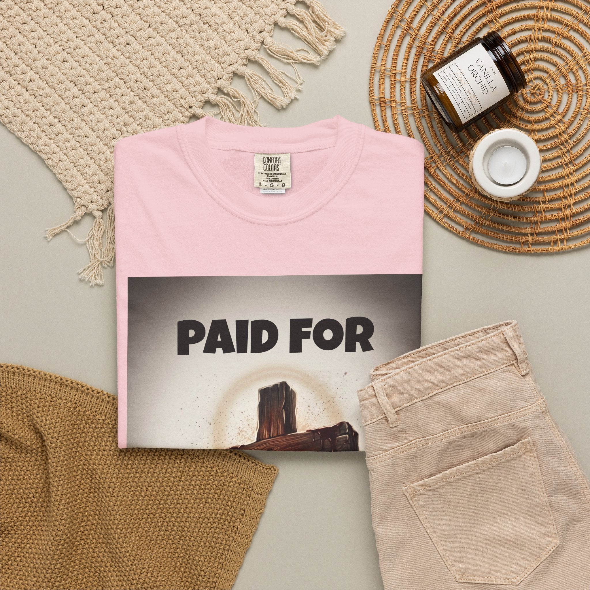 Christian T-Shirt — "Paid For" Cross Design with Rom. 10:13 Back