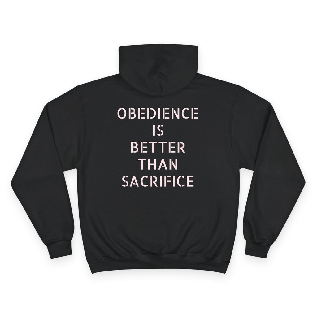 Obedience Is Better Than Sacrifice Hoodie — HTM 2021 Blue Champion-Style Hoodie