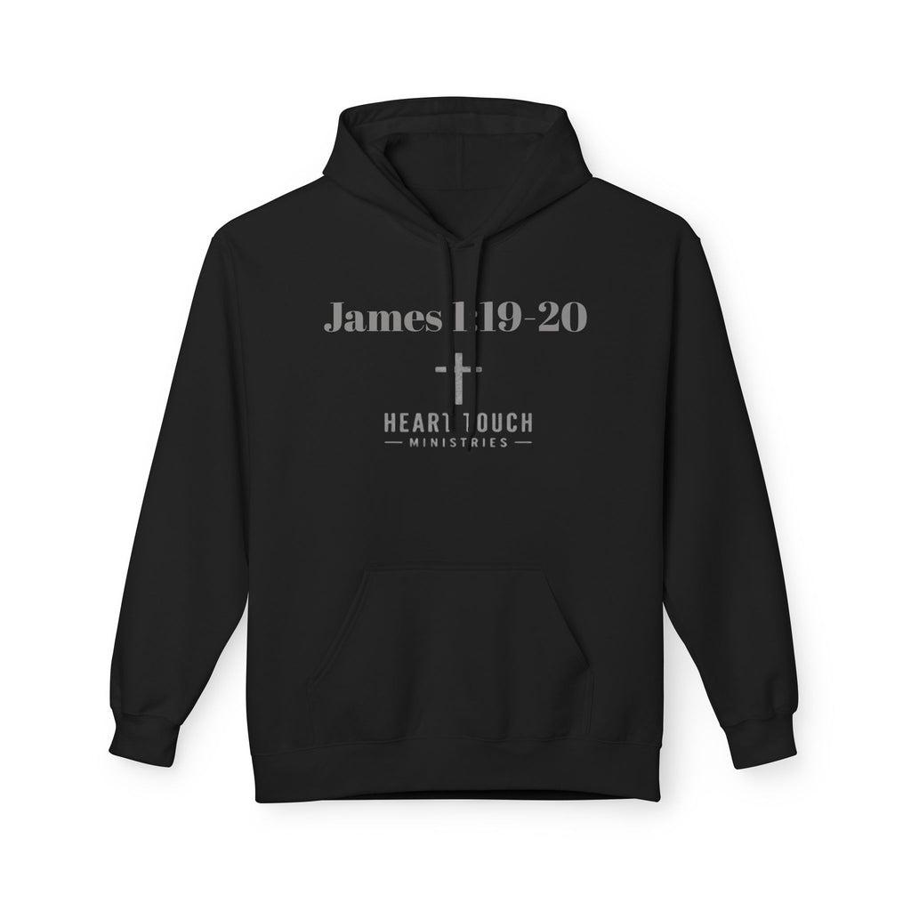 Christian Hoodie — "James 1:19-20" Cross Design Hoodie for Church & Faith Events