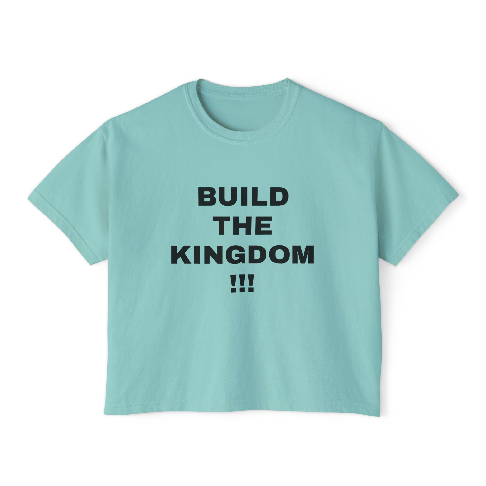 Christian Message Boxy Tee — "Build the Kingdom / Spread the Gospel"