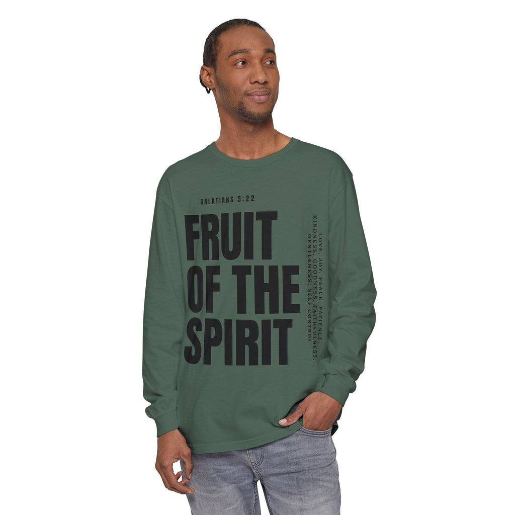 Fruit of the Spirit Long Sleeve Tee — Galatians 5:22 Christian Graphic Shirt (Be Fruitful)