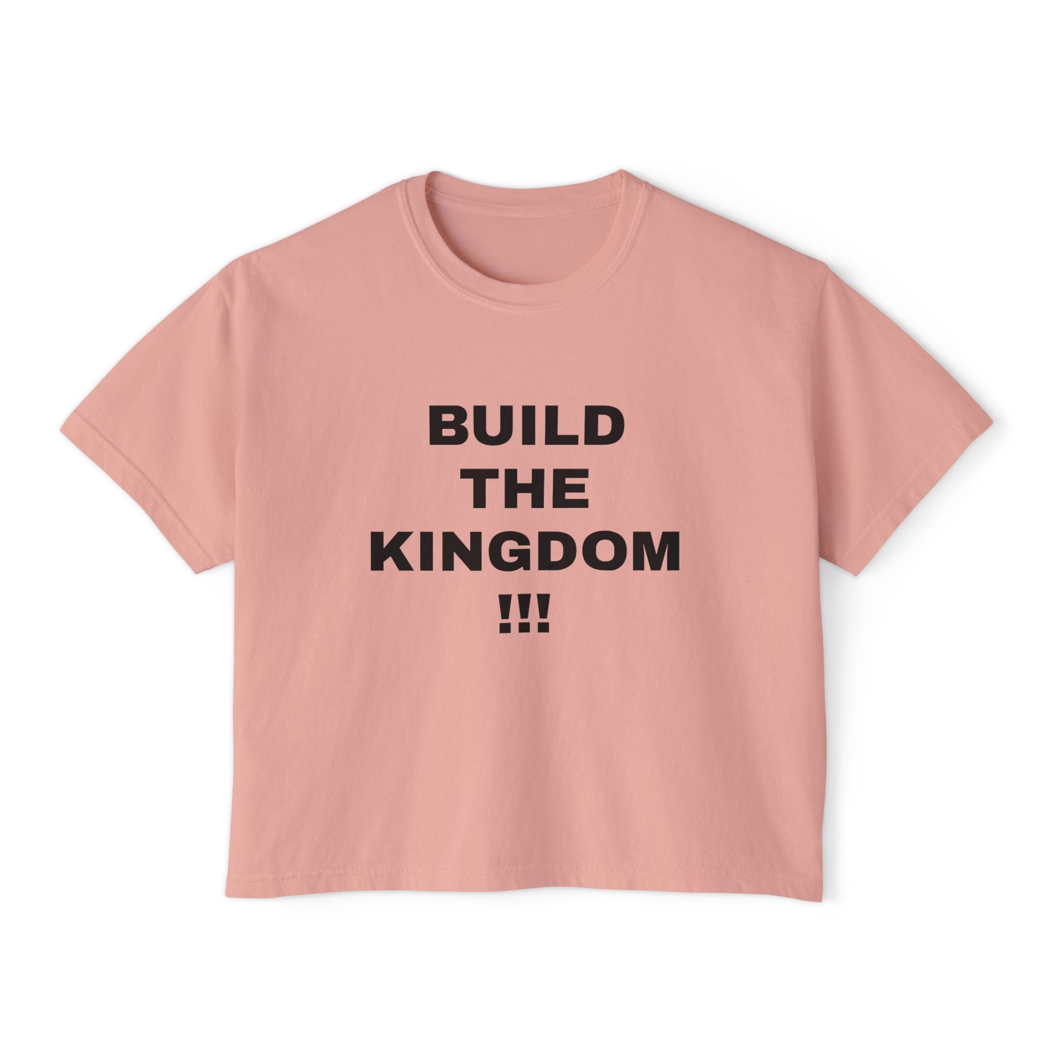 Christian Message Boxy Tee — "Build the Kingdom / Spread the Gospel"