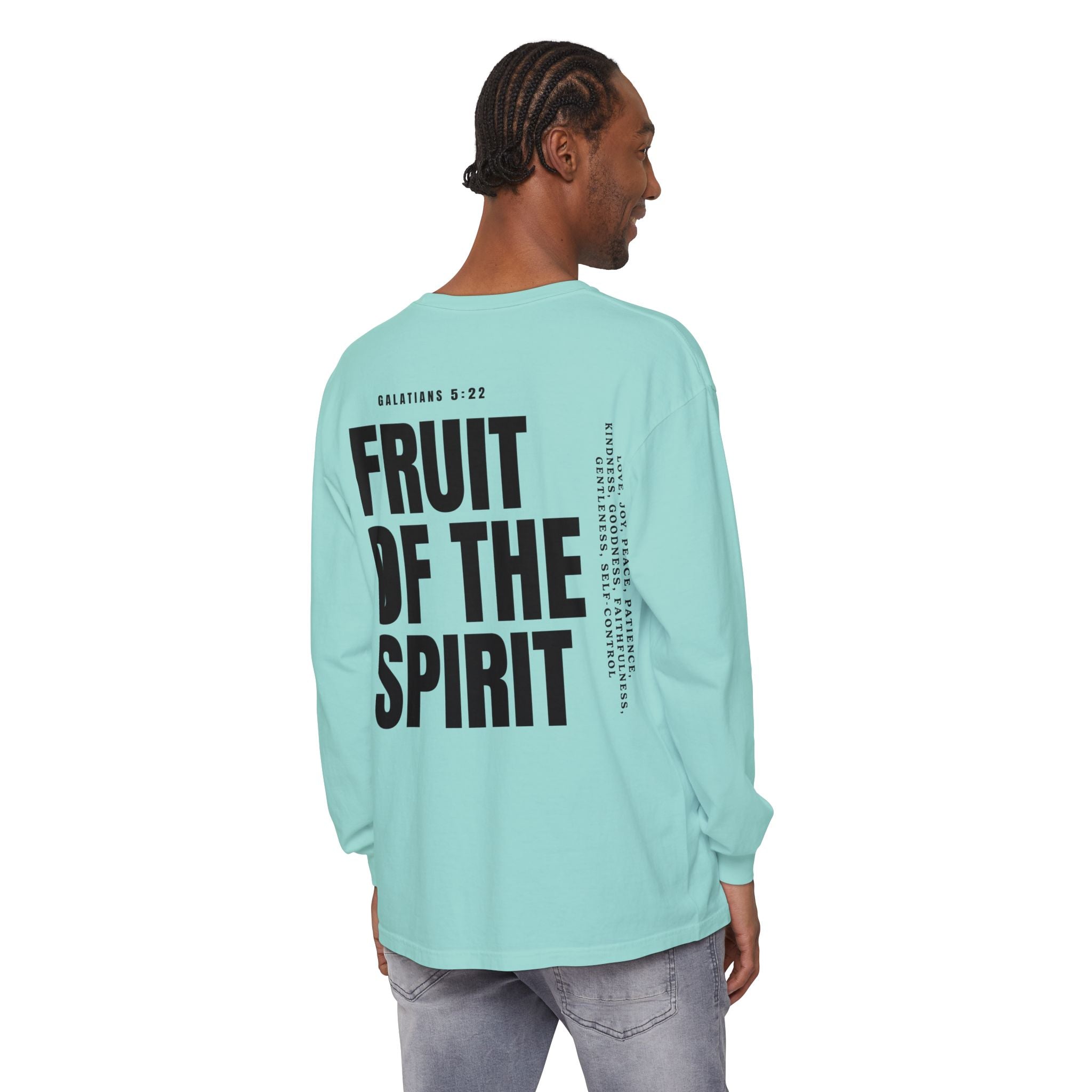 Be Fruitful Long Sleeve T-Shirt — “Fruit of the Spirit” Christian Graphic